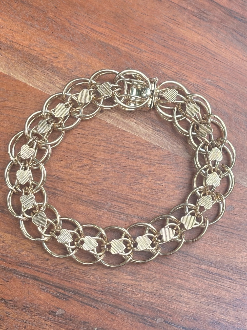 Vintage 1/20 12K Gold Filled Heart Link Bracelet 8”  Woman’s Jewelry